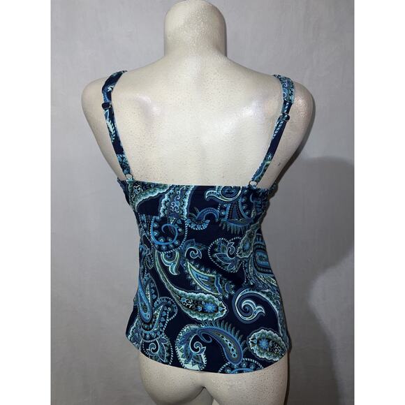Lands End Women's Size 10 Blue Paisley Tankini Swim Top #504651 Beach Vacation - Picture 5 of 8